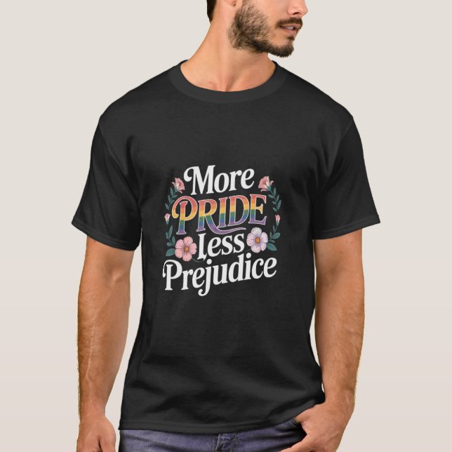Camiseta Mais Orgulho Menos Preconceito Coração Arco-Íris L (Frente)