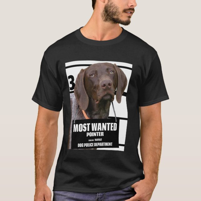 Camiseta Mais Procurado Ponteiro C - Cachorro Engr (Frente)