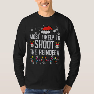 Camiseta Mais Propenso a Atirar no Natal da Família da Rena