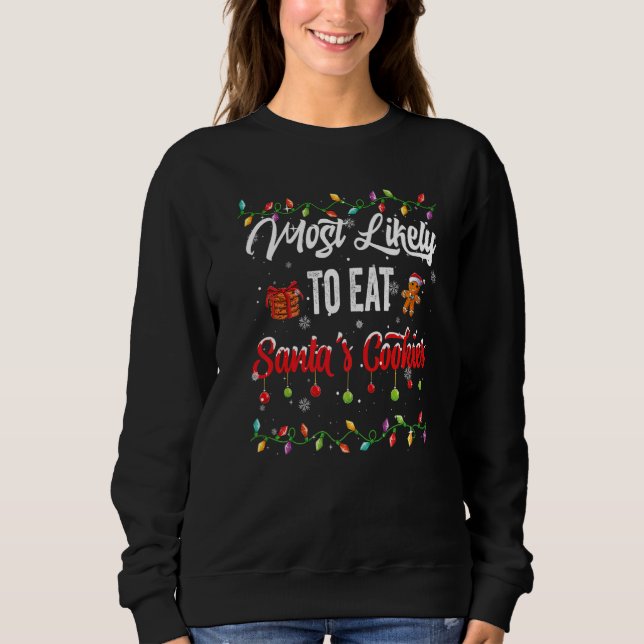 Camiseta Mais Propenso a Comer Biscoitos de Papai Noel Famí (Frente)