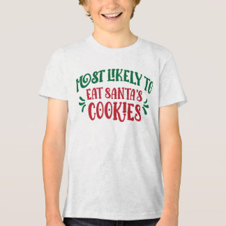 Camiseta Mais Propenso a Comer os Biscoitos do Papai Noel C