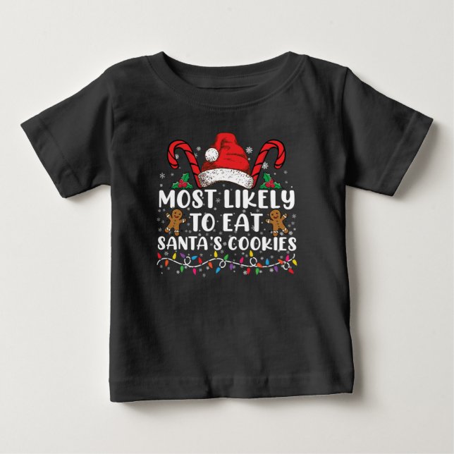 Camiseta Mais Propenso a Comer os Biscoitos do Papai Noel F (Frente)