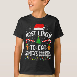 Camiseta Mais Propenso a Comer os Biscoitos do Papai Noel F