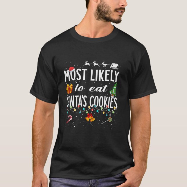 Camiseta Mais propenso a comer Papais noeis Cookies Família (Frente)
