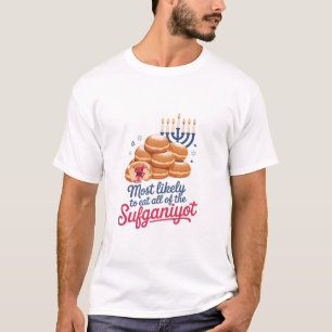 Camiseta Mais propenso a comer todo o judeu Sufganiyot Hanu