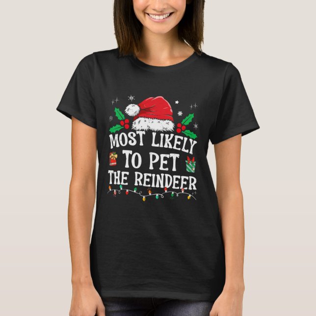 Camiseta Mais Propenso a Fazer Carinho no Renas Natal Diver (Frente)