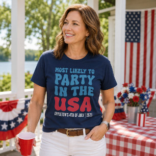 Camiseta Mais Propenso a Festa nos EUA Personalizado 