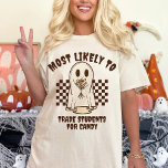 Camiseta Mais Provável A Corresponder Ao Fantasma Personali<br><div class="desc">Apresentando nossa "Mais Provável" Combinação com T-Shirt Fantasma Personalizada do Halloween, a melhor escolha para uma aparência divertida e coesa nesta estação assustadora. Esta camisa, perfeita para figurinos de grupo, apresenta um encantador design fantasma emparelhado com uma legenda "Mais Provável", acrescentando uma reviravolta humorística ao seu traje de Halloween. Feita...</div>