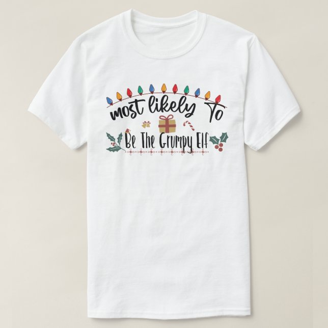 Camiseta Mais Provável É A Família Engraçada Do Elf (Frente do Design)