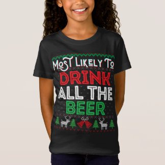 Camiseta Mais Provável Para Beber Toda A Cerveja Engraçada 