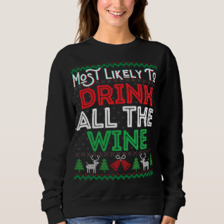 Camiseta Mais Provável Para Beber Todo O Vinho Engraçado De