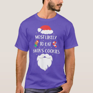 Camiseta Mais Provável Para Comer O Natal Da Família Santas