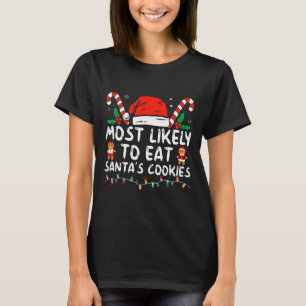 Camiseta Mais Provável Para Comer O Natal Da Família Santas