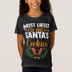 Camiseta Mais Provável Para Comer Santas Cookies Matching F