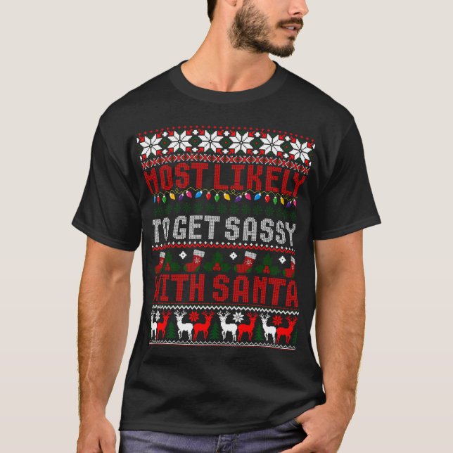 Camiseta Mais Provável Para Ficar Sensível Com Papais noeis (Frente)