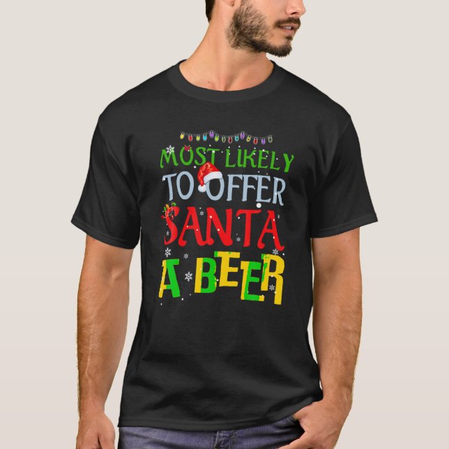 Camiseta Mais Provável Para Oferecer Aos Papais noeis Luzes (Frente)