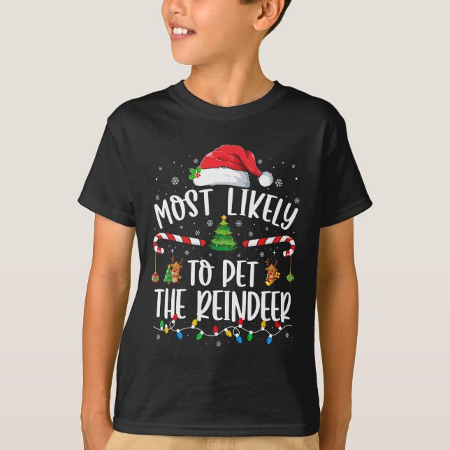 Camiseta Mais Provável Para Pet Da Família De Natal Da Rebe (Frente)