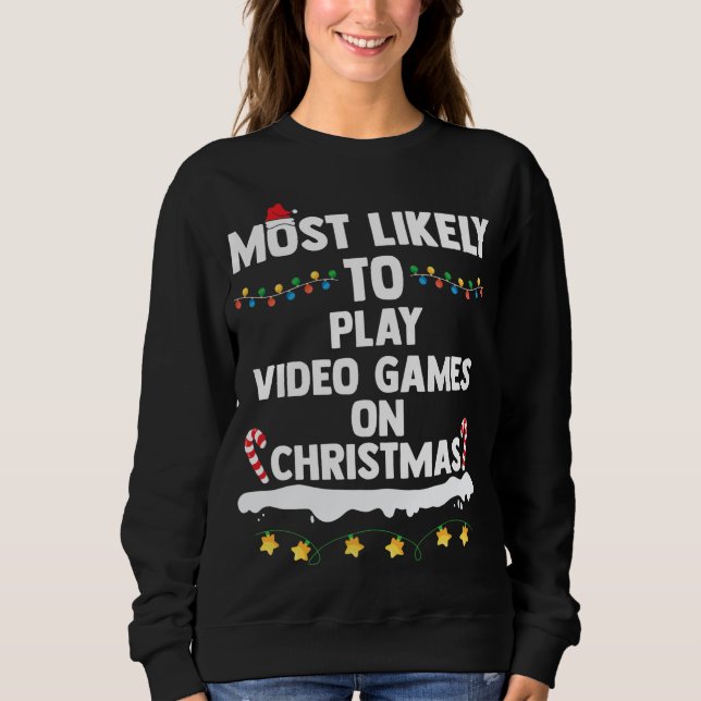 Camiseta Mais Provável Para Tocar Videos games No Natal Eng (Frente)