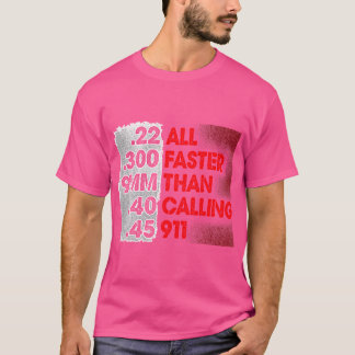 Camiseta Mais rápido do que chamar de Direitos de Arma de A