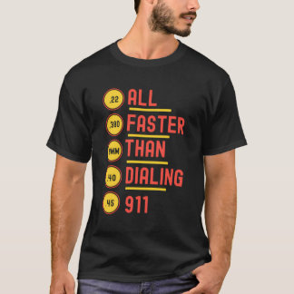 Camiseta Mais rápido do que discando o calibre da lâmpada 9