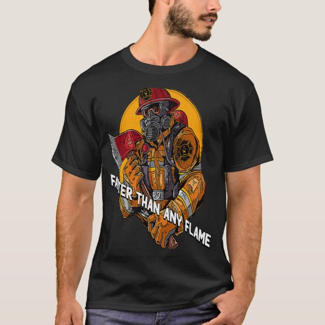 Camiseta Mais Rápido que Fuga de Bombeiros Flame (Frente)