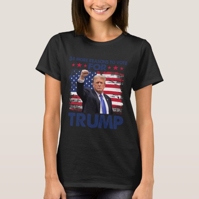 Camiseta Mais Razões Para Votar Em Trump Condenado Felon Tr (Frente)