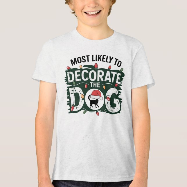 Camiseta 🐶 Mais Susceptível De Decorar O Feliz Natal Do Ca (Frente)