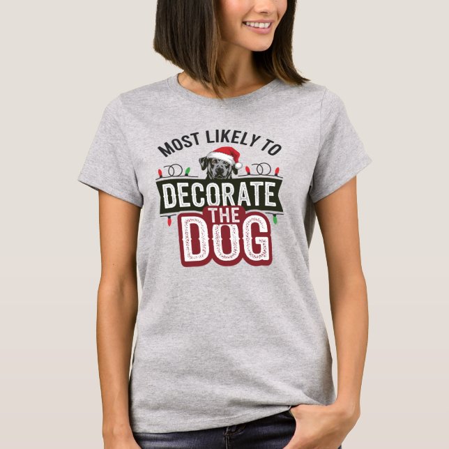 Camiseta 🐶 Mais Susceptível De Decorar O Feliz Natal Do Ca (Frente)