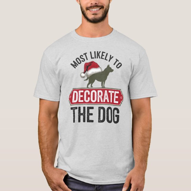 Camiseta 🐶 Mais Susceptível De Decorar O Feliz Natal Do Ca (Frente)