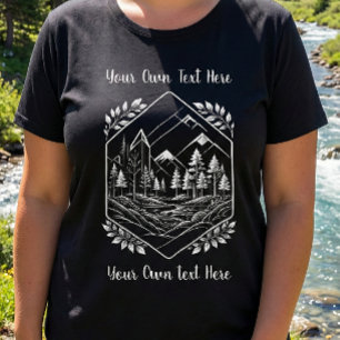 Camiseta Mais tamanho Natureza Hexágono Montanha Seu Texto