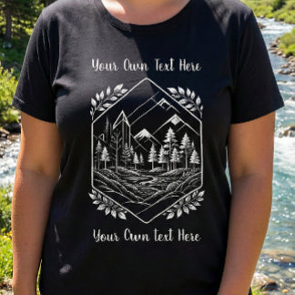 Camiseta Mais tamanho Natureza Hexágono Montanha Seu Texto