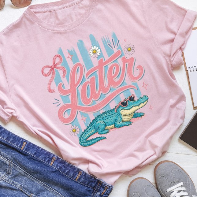 Camiseta Mais Tarde Gator Coquette Préppy Listrado  (Criador carregado)