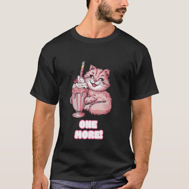 Camiseta Mais um gato fofo bebendo milkshake (Frente)