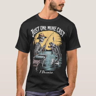 Camiseta Mais Uma Vez Esqueleto de Pesca no Halloween Pesca