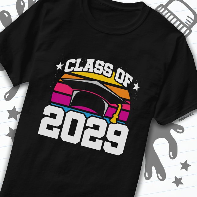 Camiseta Mais velho 2029 Classe de Graduação de 2029 Retro  (Criador carregado)