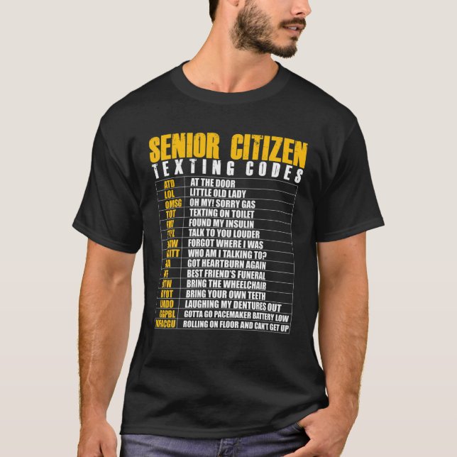 Camiseta Mais velho Cidadão Mensagem de Código Engraçado Id (Frente)