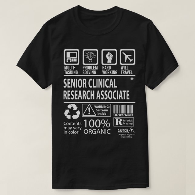 Camiseta Mais velho Clinical Research Associate Multitaskin (Frente do Design)