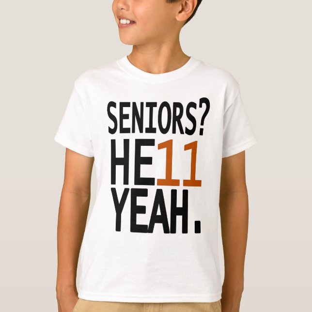 Camiseta Mais velho? HE11 SIM. (Laranja) (Frente)