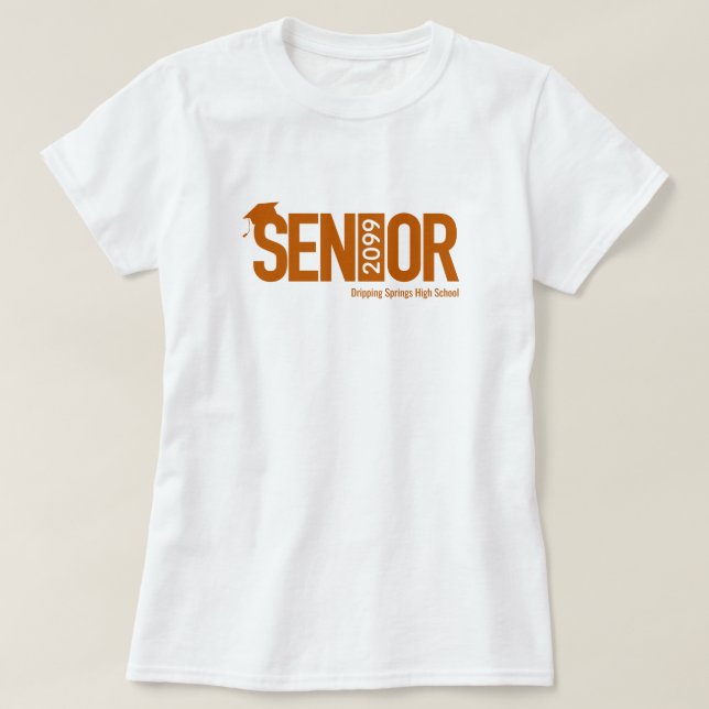 Camiseta Mais velho laranja queimado com Boné de formatura (Frente do Design)