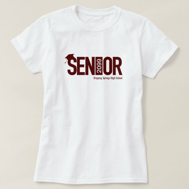 Camiseta Mais velho Maroon com Boné de formatura (Frente do Design)