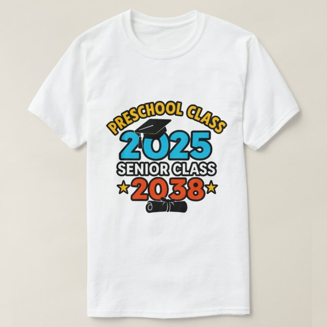 Camiseta Mais velho Preschool 2025 Classe 2038 (Frente do Design)