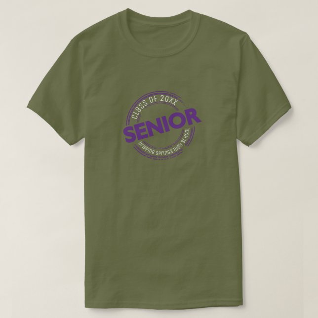 Camiseta Mais velho roxo Classe de Crachá em dificuldades (Frente do Design)