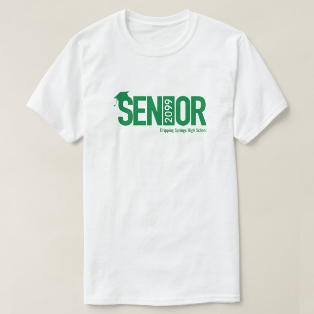 Camiseta Mais velho verde com Boné de formatura (Frente do Design)
