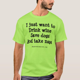Camiseta Mais vinho, mais cães, mais sestas!