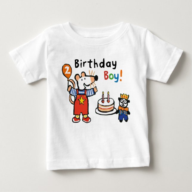 Camiseta Maisy Birthday Boy, 2 Anos (Frente)