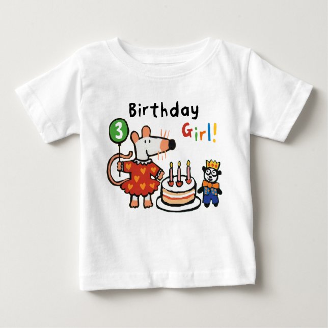 Camiseta Maisy Birthday Girl, 3 anos (Frente)