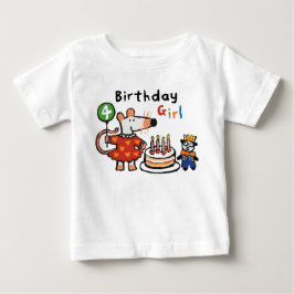 Camiseta Maisy Birthday Girl, 4 anos