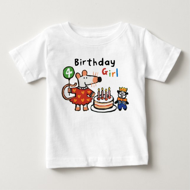 Camiseta Maisy Birthday Girl, 4 anos (Frente)