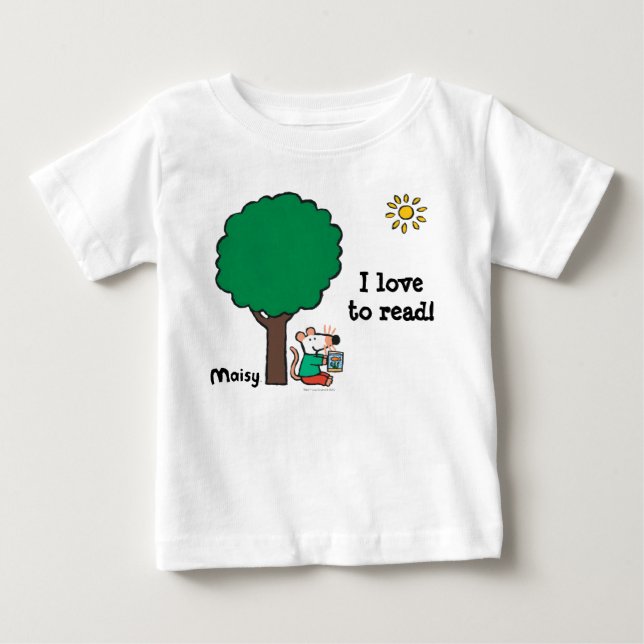 Camiseta Maisy Lê O Livro Da Biblioteca Lá Fora (Frente)