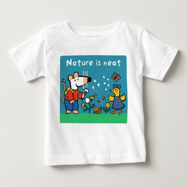 Camiseta Maisy Nature é Neat, texto branco (Frente)